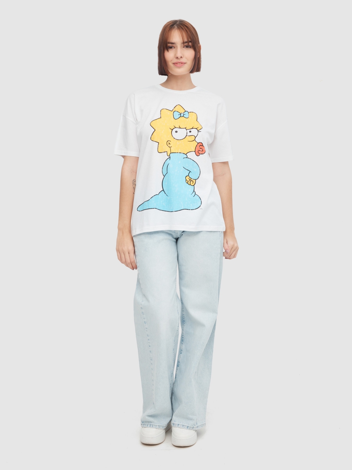 Maggie Simpson oversize t-shirt white front view