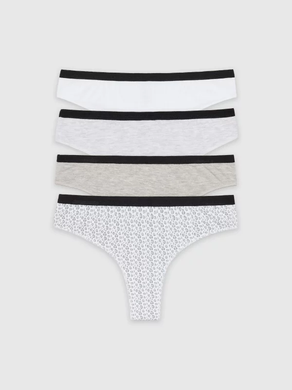 Tanga de algodão estampada pack 4 multicolorido
