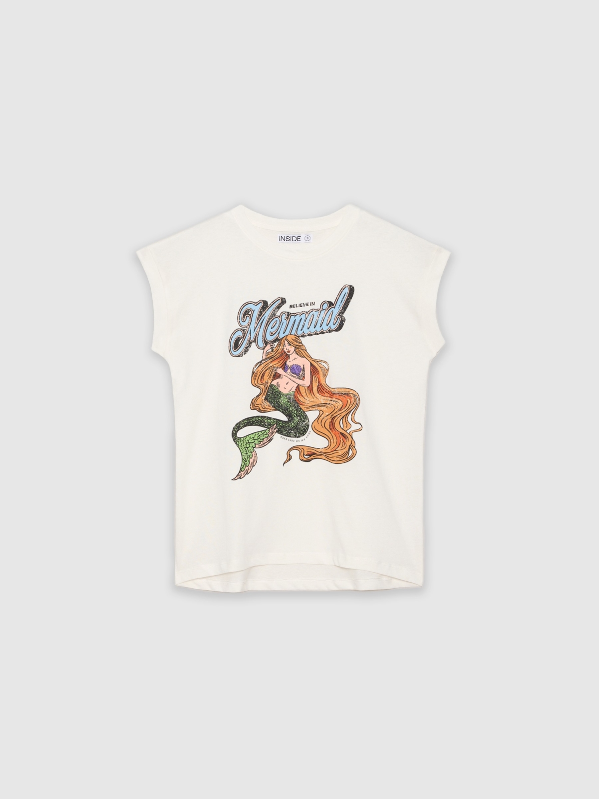  Camiseta sirena blanco roto