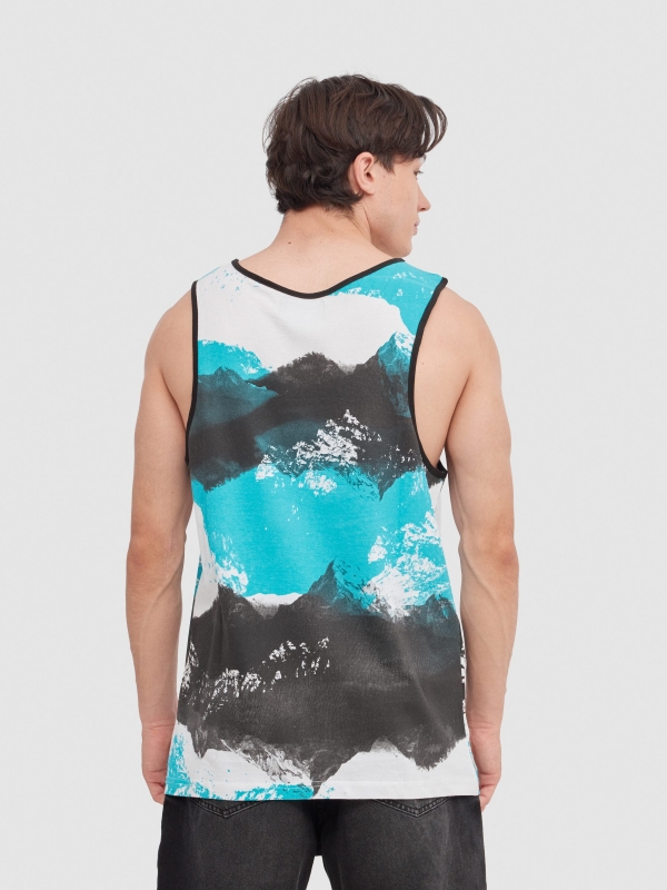 Mountains tank top white middle back view