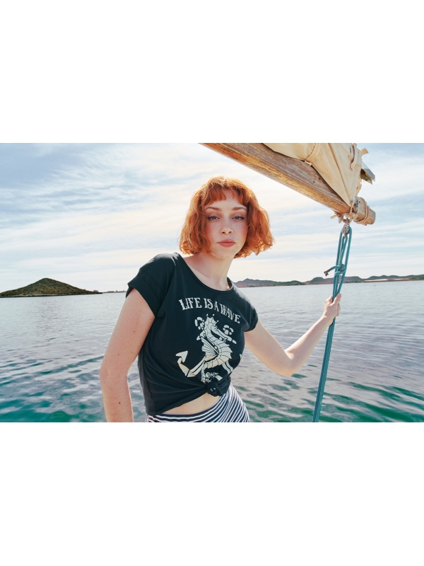  Camiseta caballito de mar azul marino