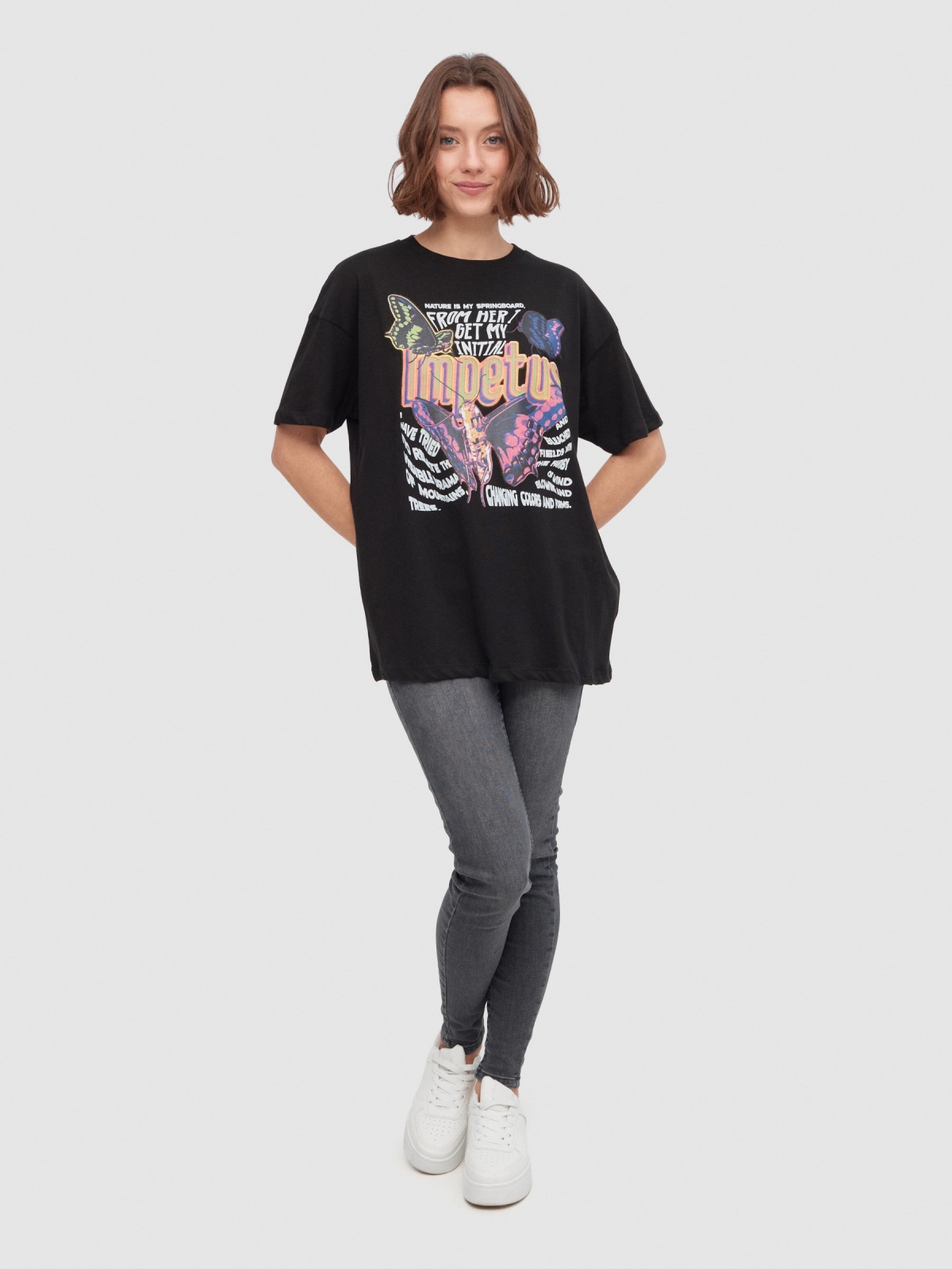 Impetus oversize t-shirt black front view