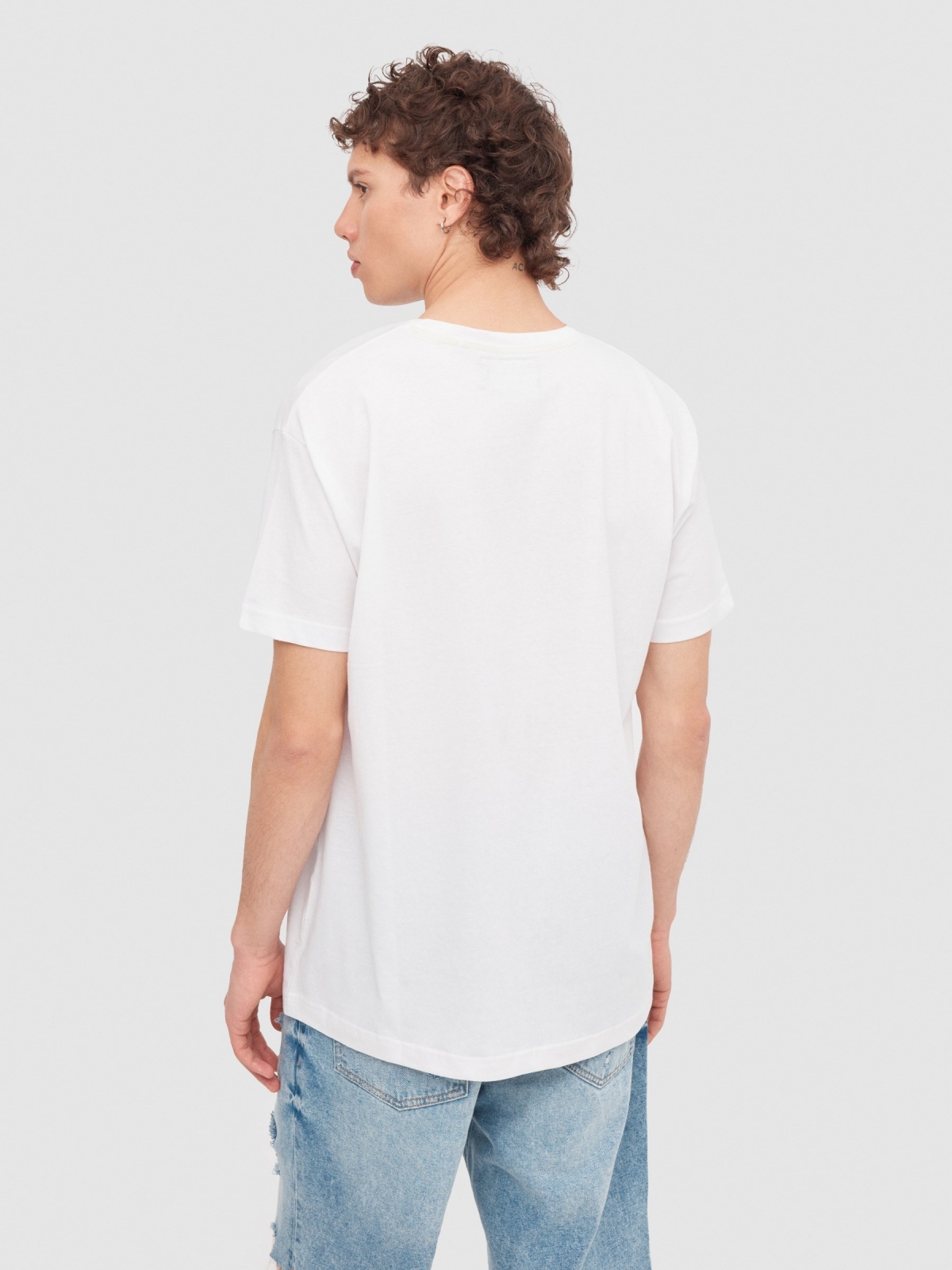 Neon skull t-shirt white middle back view