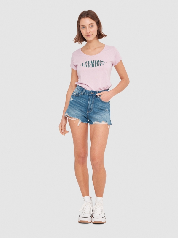 T-shirt crop Vermont cinza escuro vista geral frontal