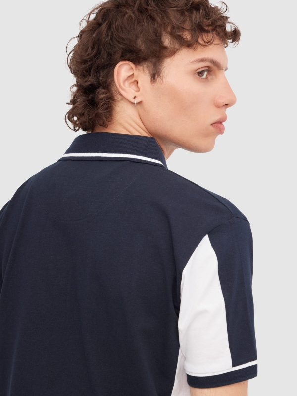 Sports polo shirt navy detail view