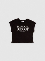 %Pto% Top com texto sem mangas preto