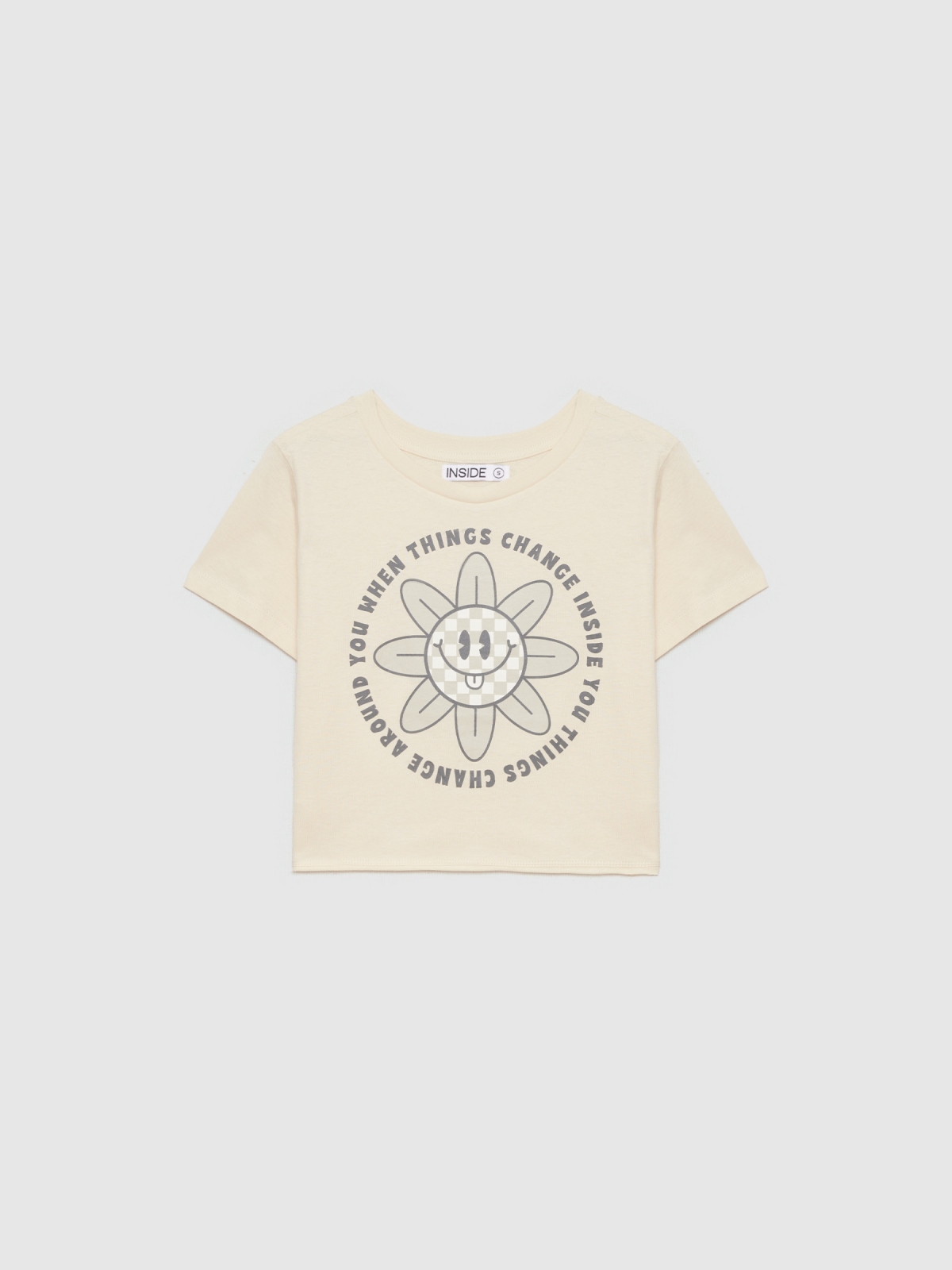  Smile crop t-shirt sand