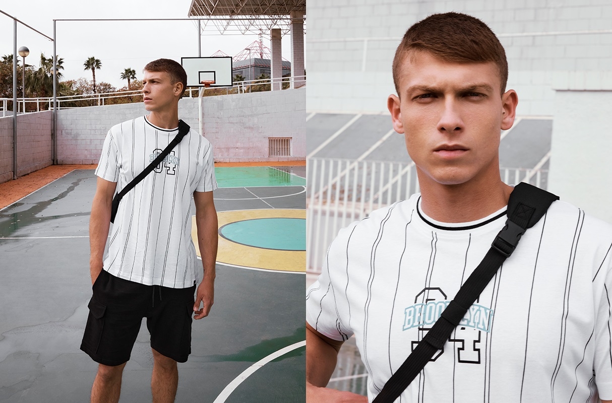 Baseball T-shirt white middle front view