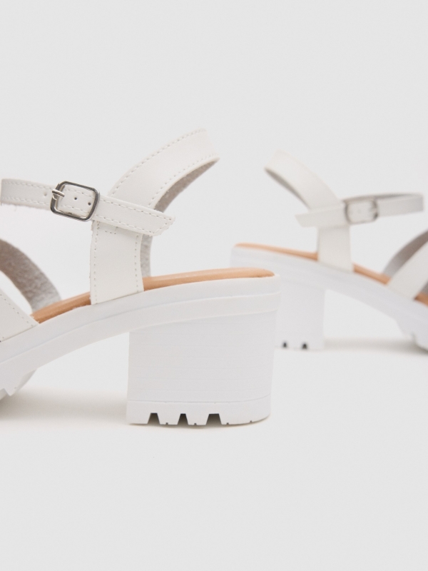 Sandal cross straps white detail view