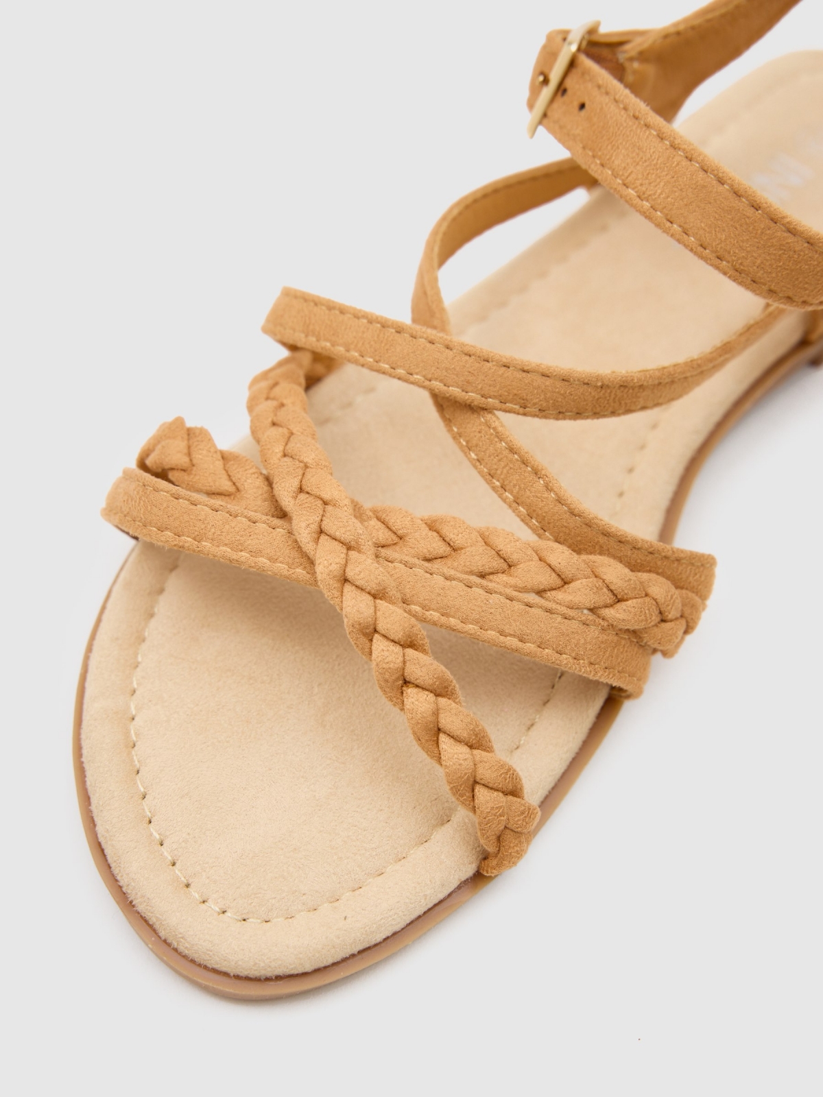 Braided straps sandal light brown detail view