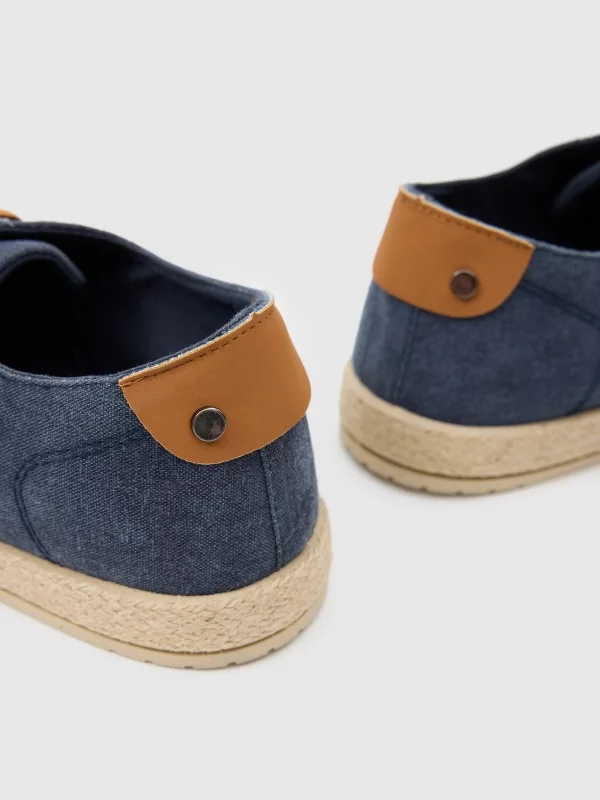 Zapatilla suela yute azul petróleo vista detalle