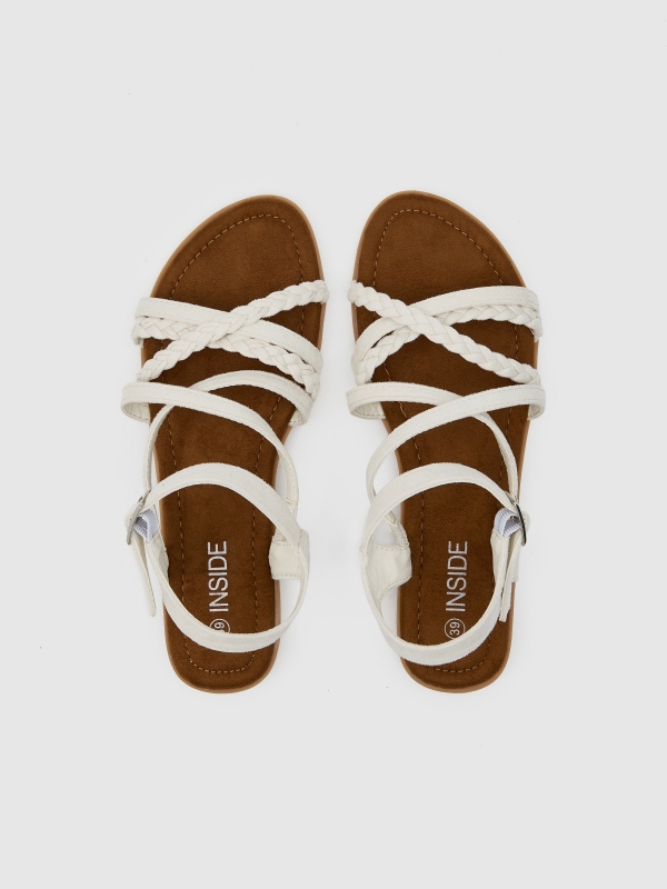 Braided straps sandal off white zenithal view