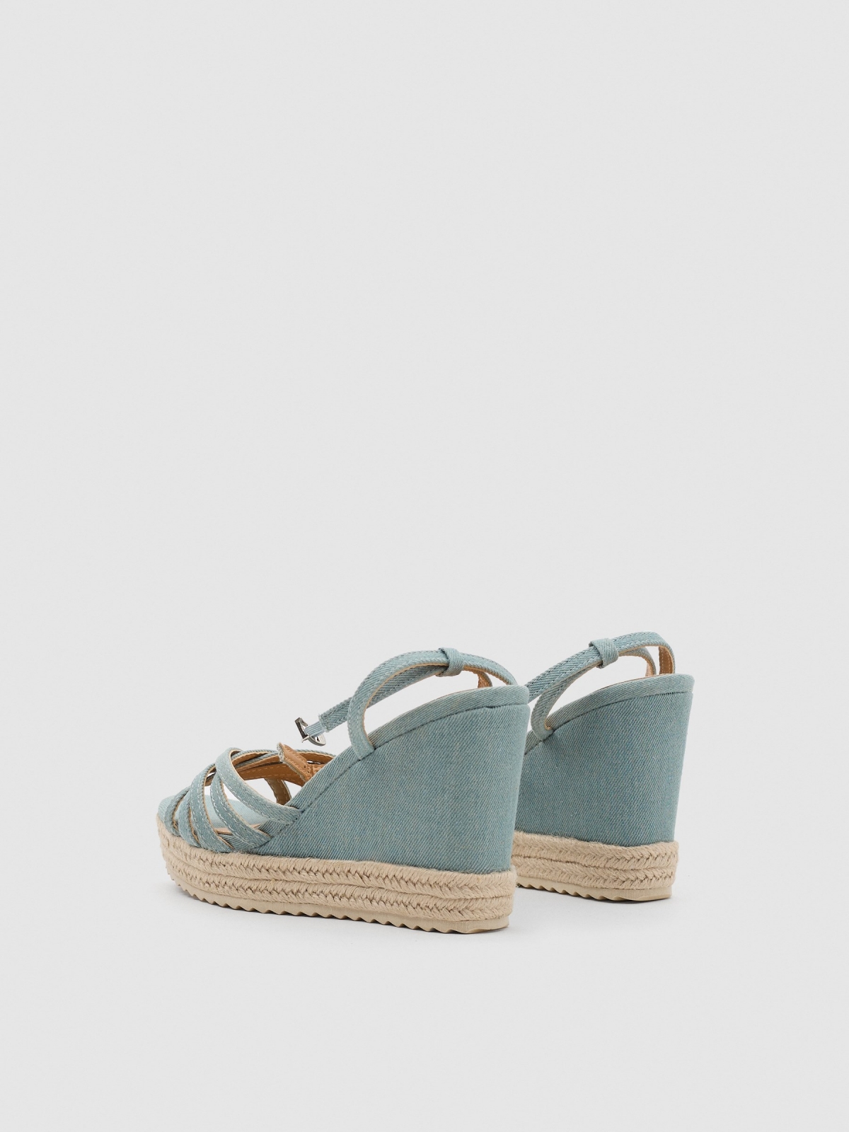 Denim wedge aquamarine 45º back view