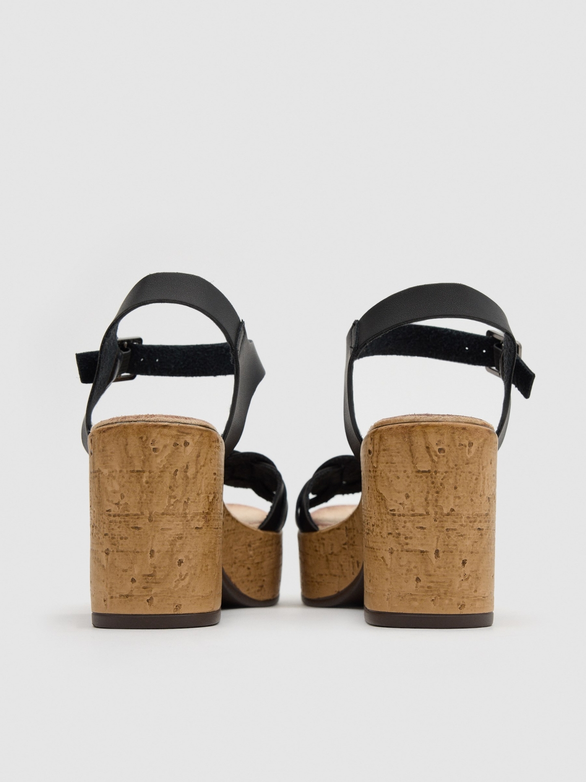 Leatherette straps sandal black detail view