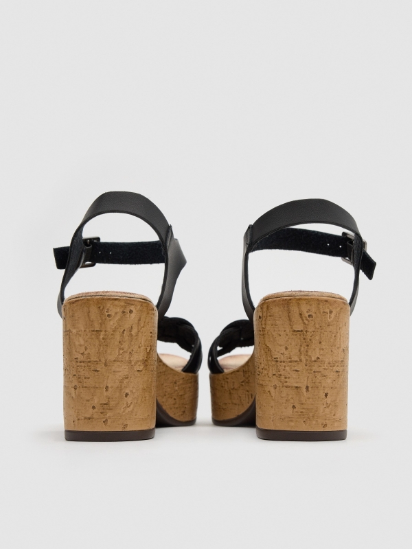 Leatherette straps sandal black detail view