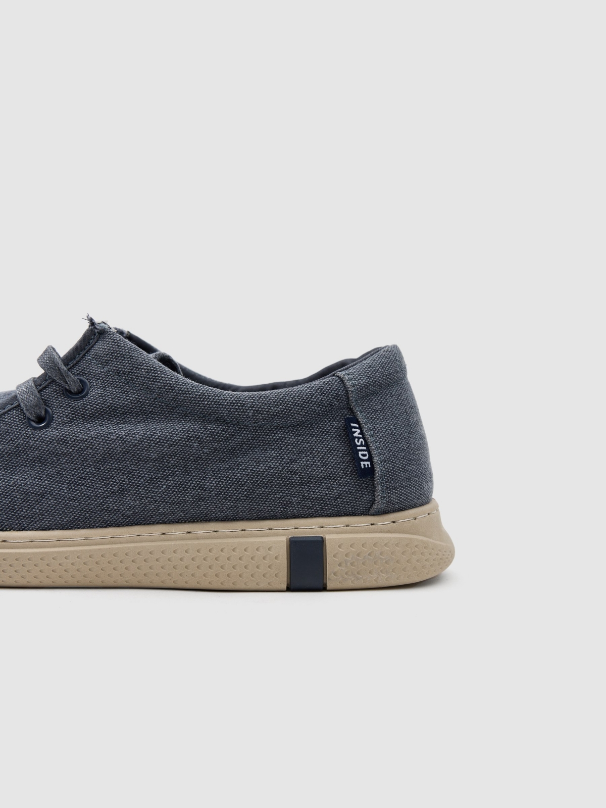 Denim canvas sneaker steel blue detail view