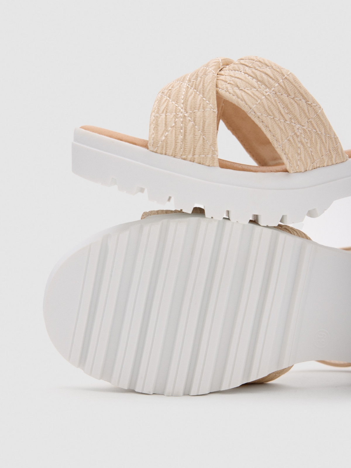 Padded strappy sandals nude pink detail view