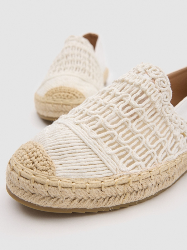 Crochet espadrille off white detail view