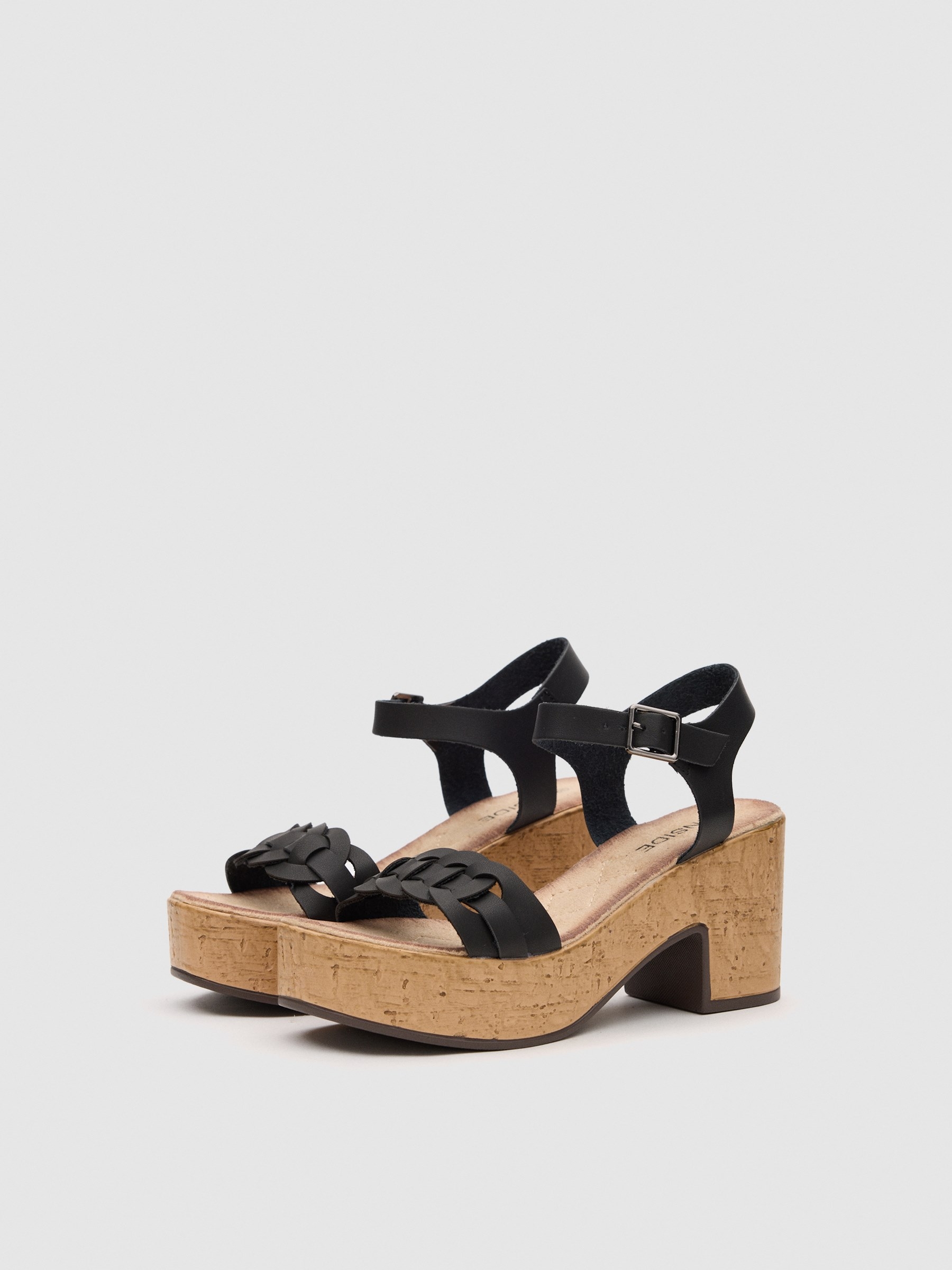 Sandalia tiras polipiel negro