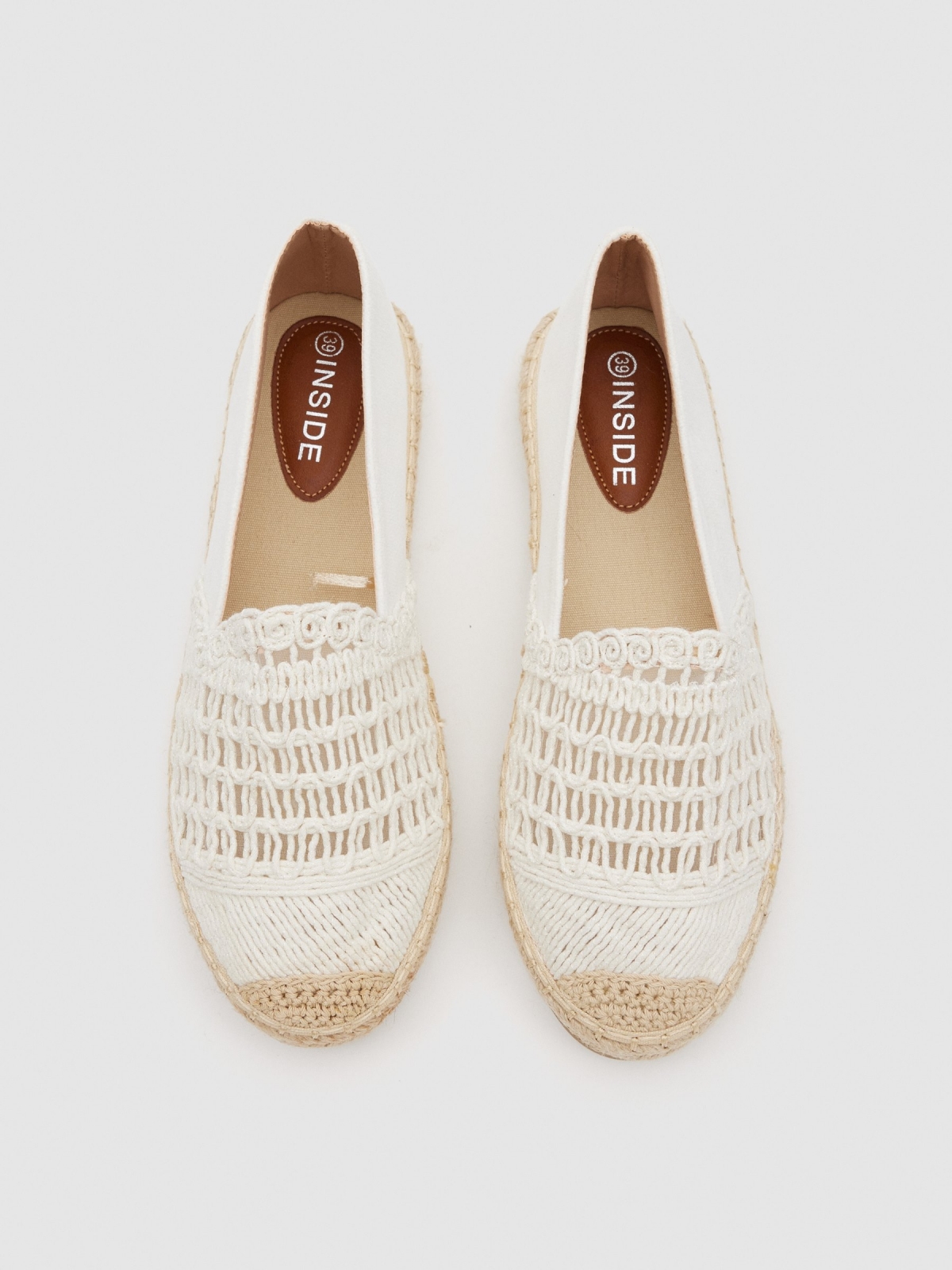 Crochet espadrille off white zenithal view