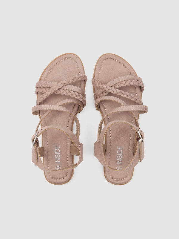 Braided straps sandal sand zenithal view