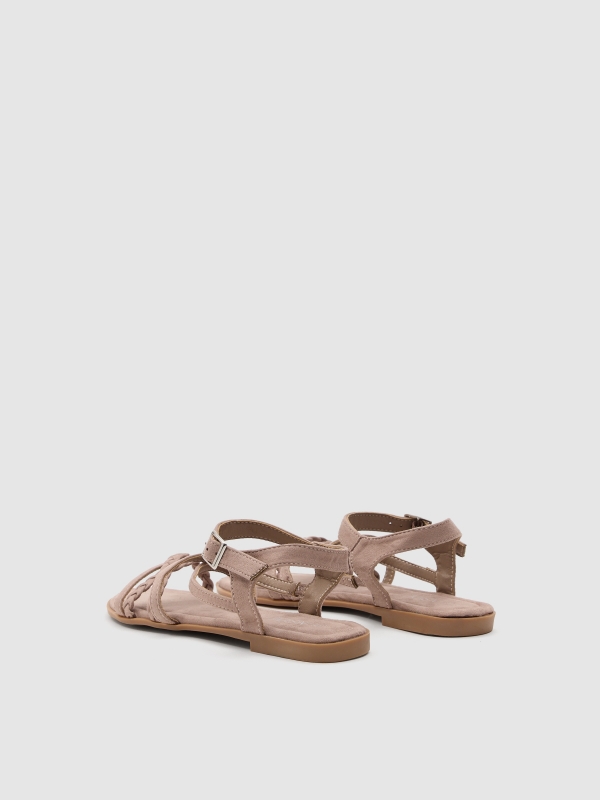 Braided straps sandal sand 45º back view