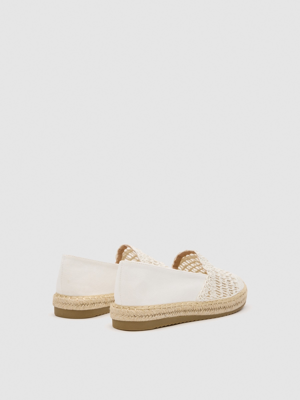 Crochet espadrille off white 45º back view