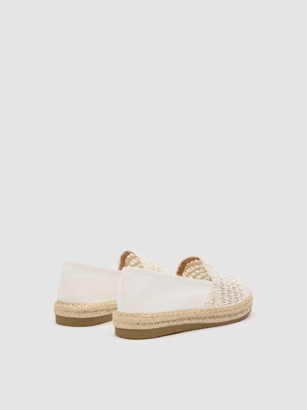 Crochet espadrille off white 45º back view