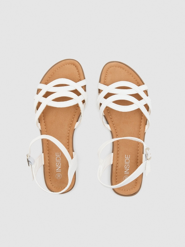 Metallic straps sandal white zenithal view