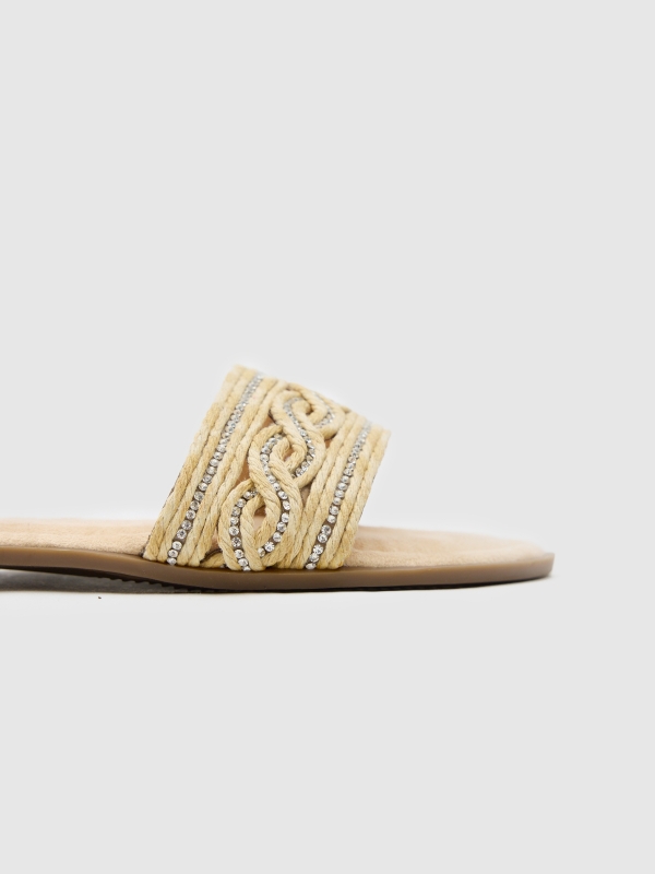 Glitter raffia sandal sand detail view