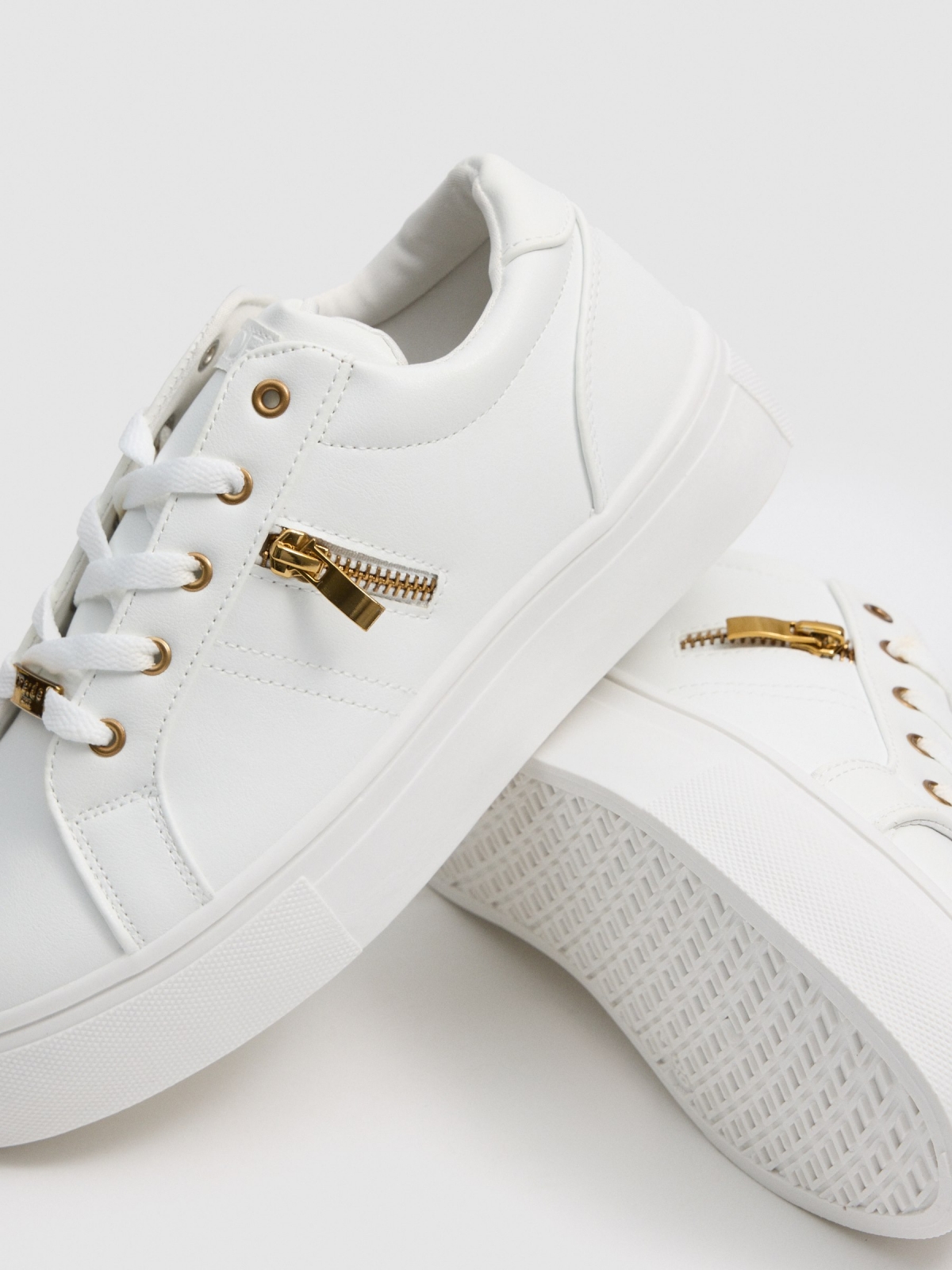 Platform sneakers with zip detail white detail view