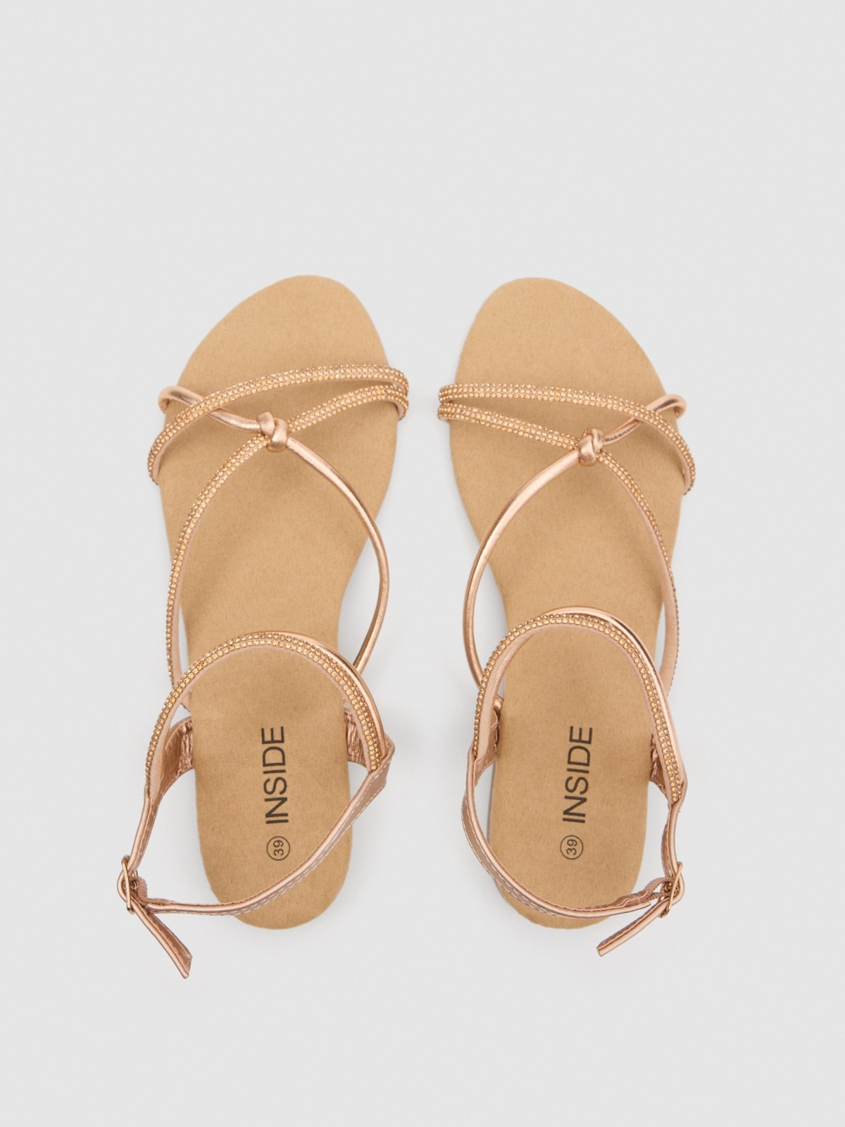 Metallic straps sandal golden/silver zenithal view