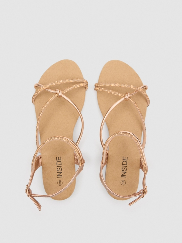 Metallic straps sandal golden/silver zenithal view