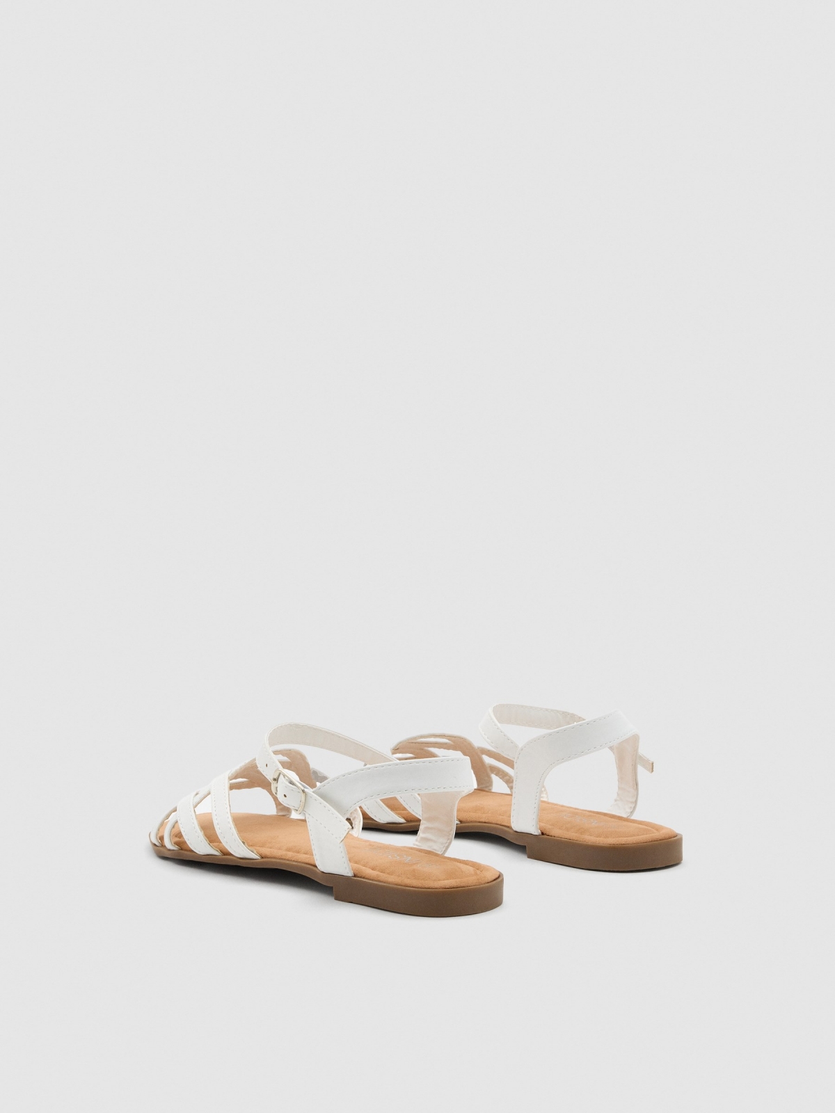 Metallic straps sandal white 45º back view