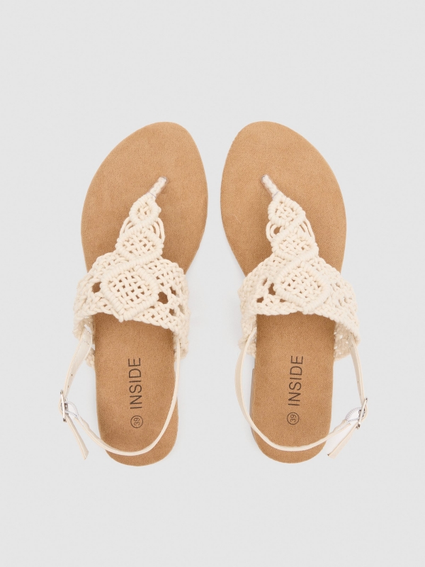 Macramé thong sandal off white zenithal view