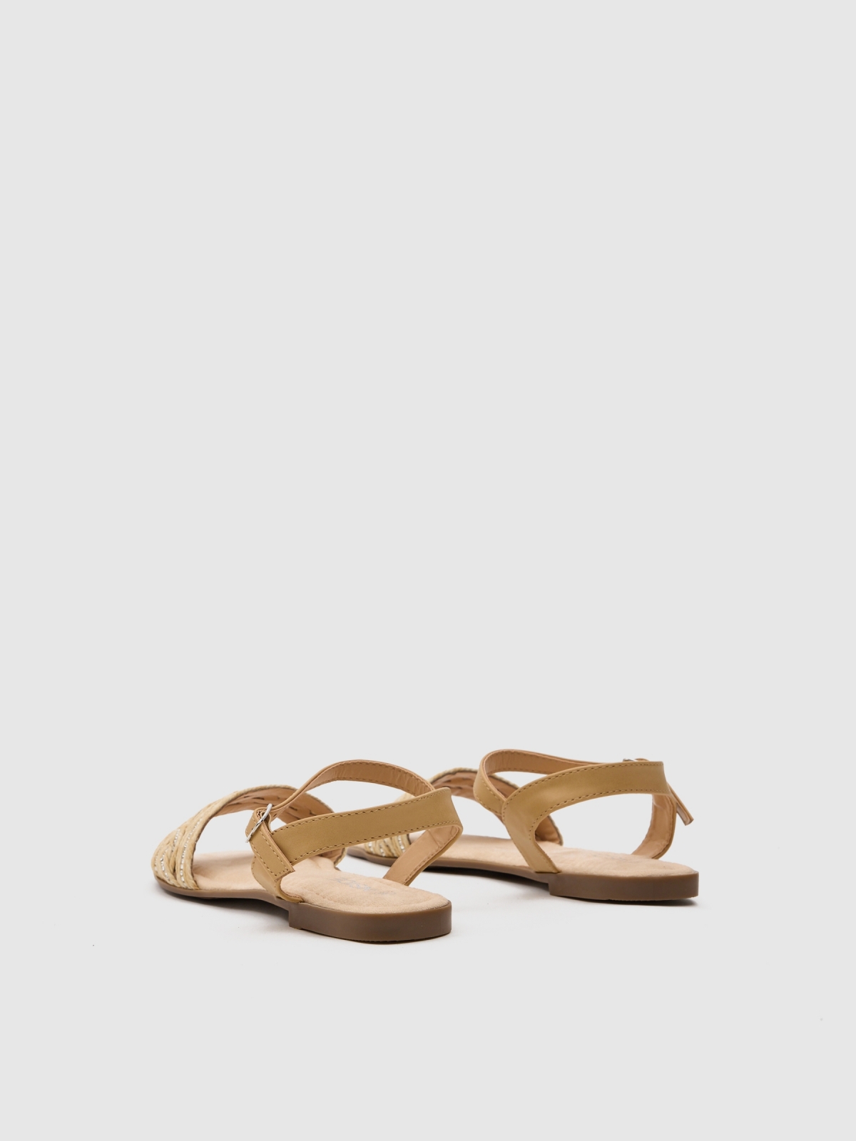 Glitter raffia sandal sand 45º back view