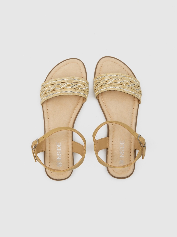 Glitter raffia sandal sand zenithal view