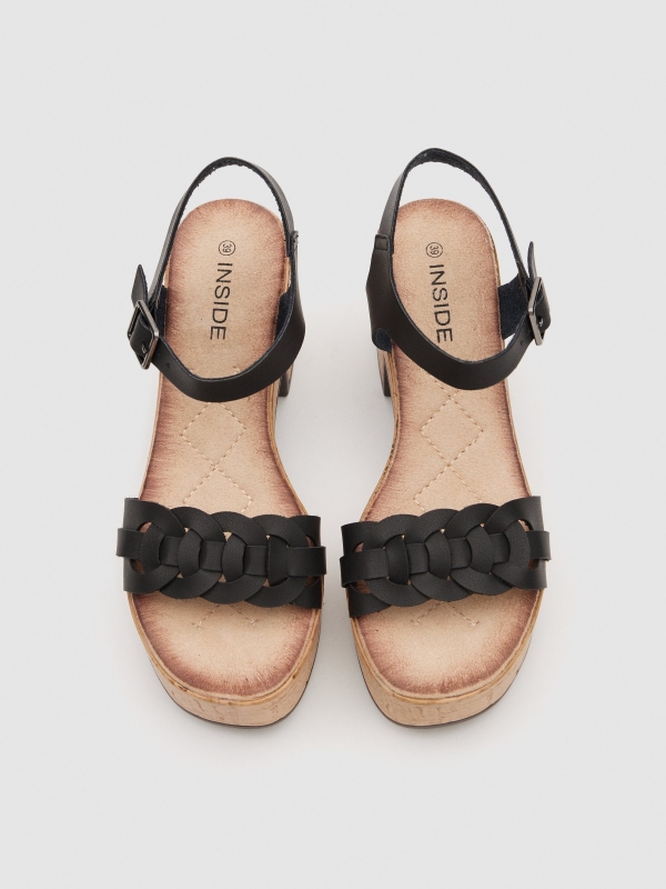 Leatherette straps sandal black detail view