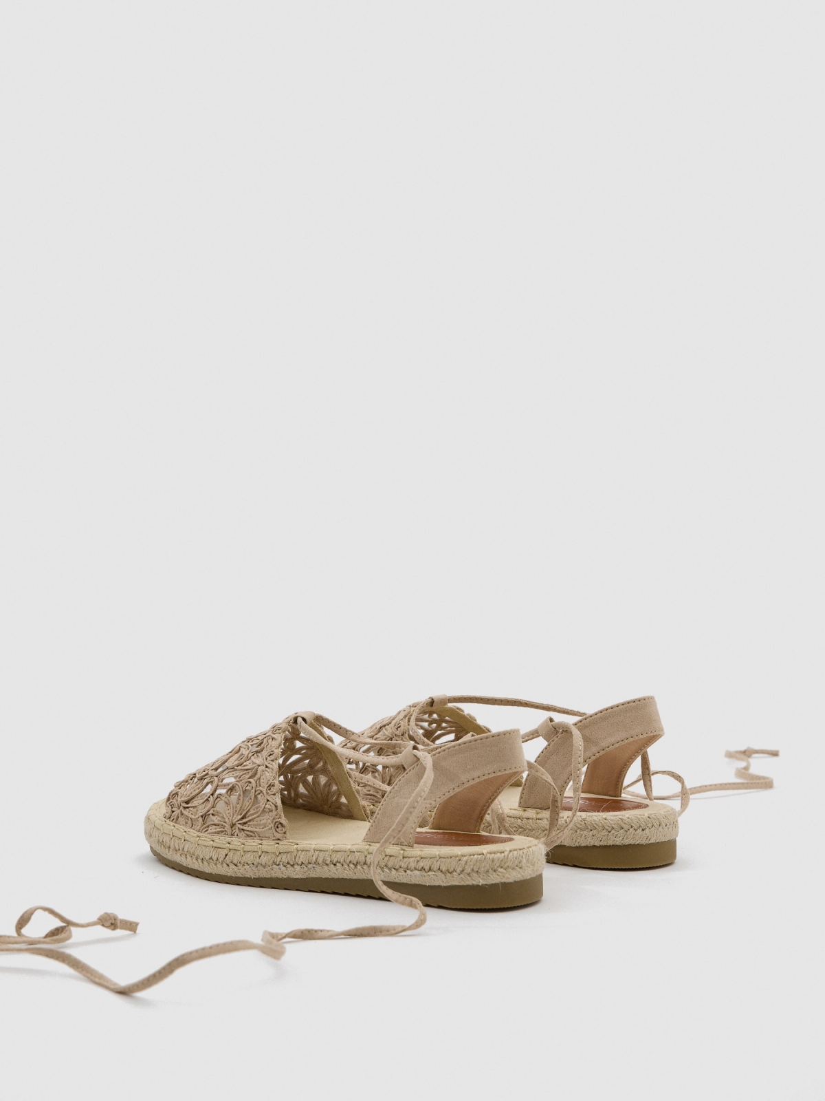 Crochet sandal sand 45º back view