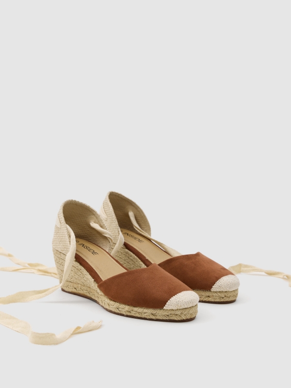 Wedge espadrille brown 45º front view