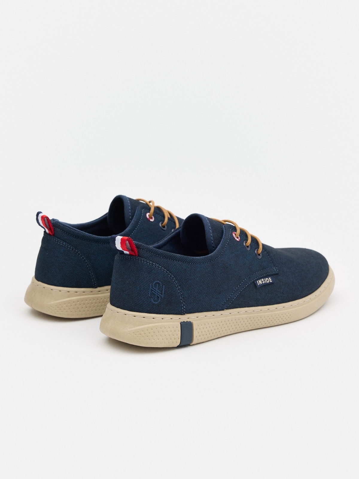 Canvas shoe INSIDE dark blue 45º back view