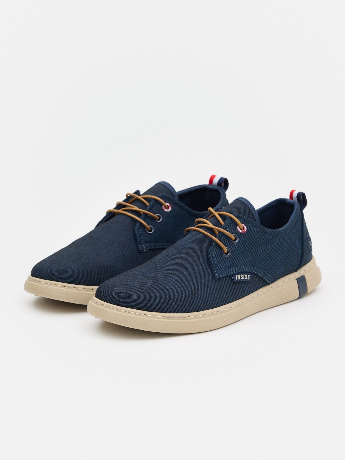 Canvas shoe INSIDE dark blue 45º front view