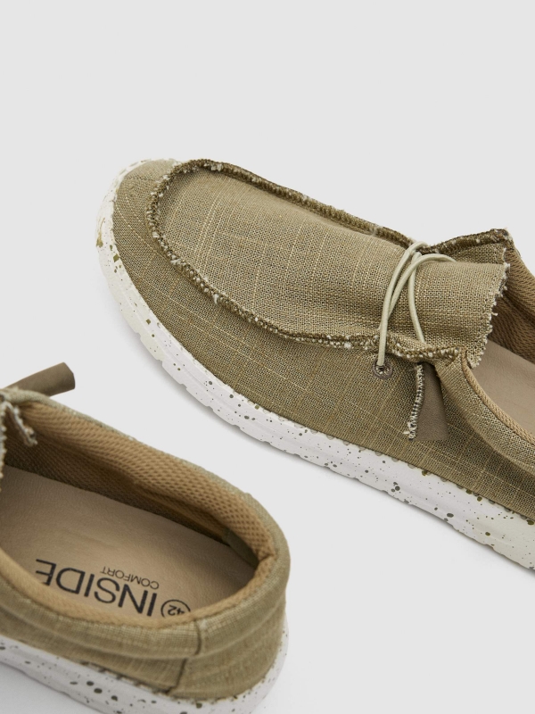 Canvas boat shoes khaki detail view