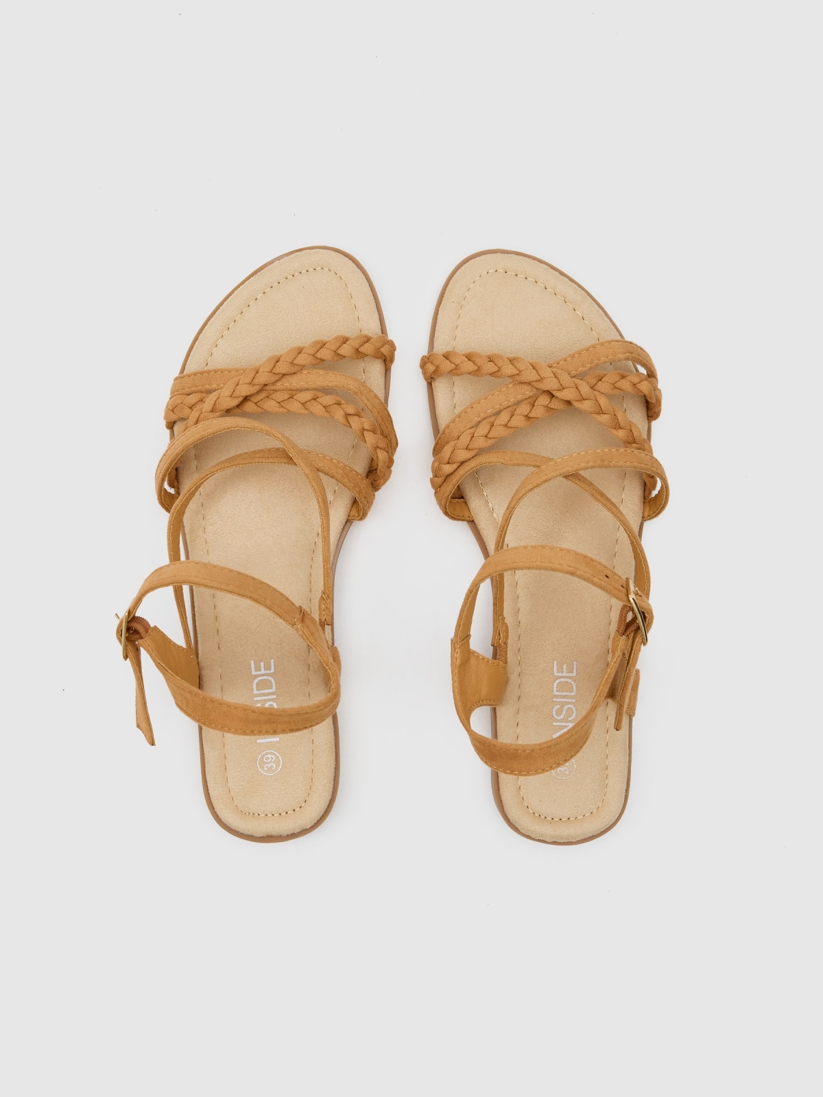 Braided straps sandal light brown zenithal view