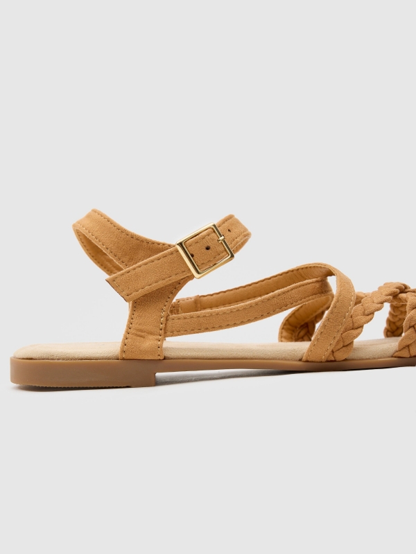 Braided straps sandal light brown detail view