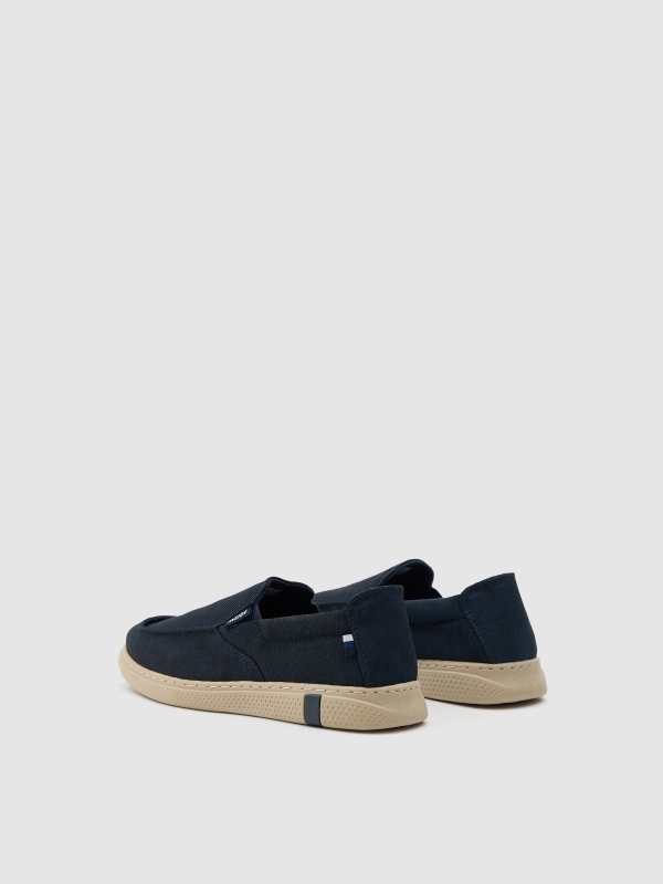 Stretch canvas trainer blue 45º back view