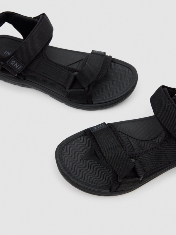 Black nylon sports sandal black detail view