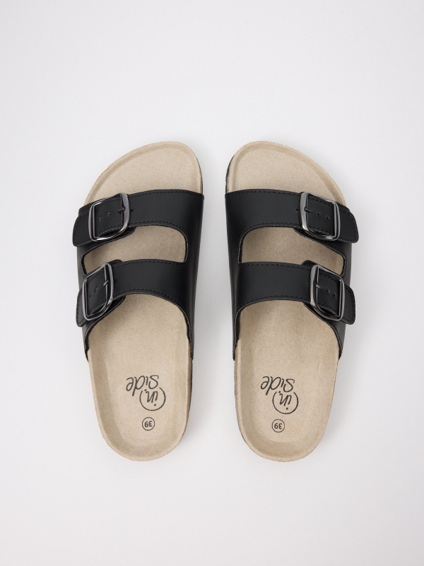 Bio buckle sandals black zenithal view