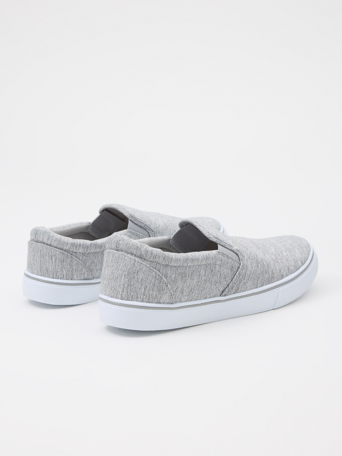 Gray canvas sneaker 45º back view