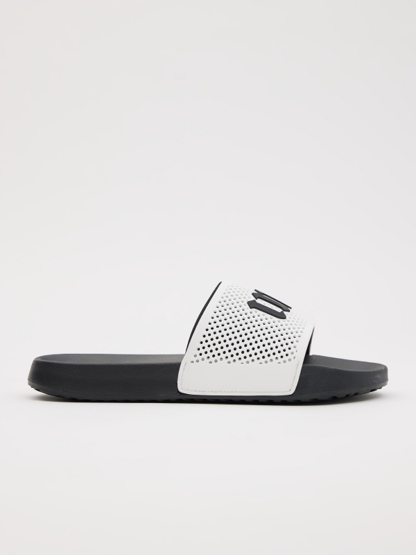 Flip-flops impressos preto vista lateral